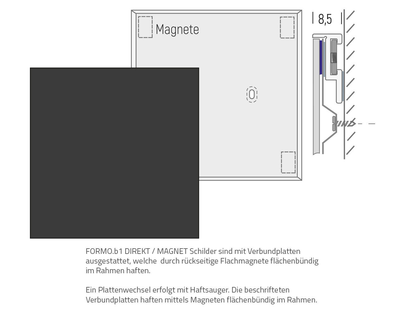 Wandschild FORMO.b1 DIREKT / MAGNET